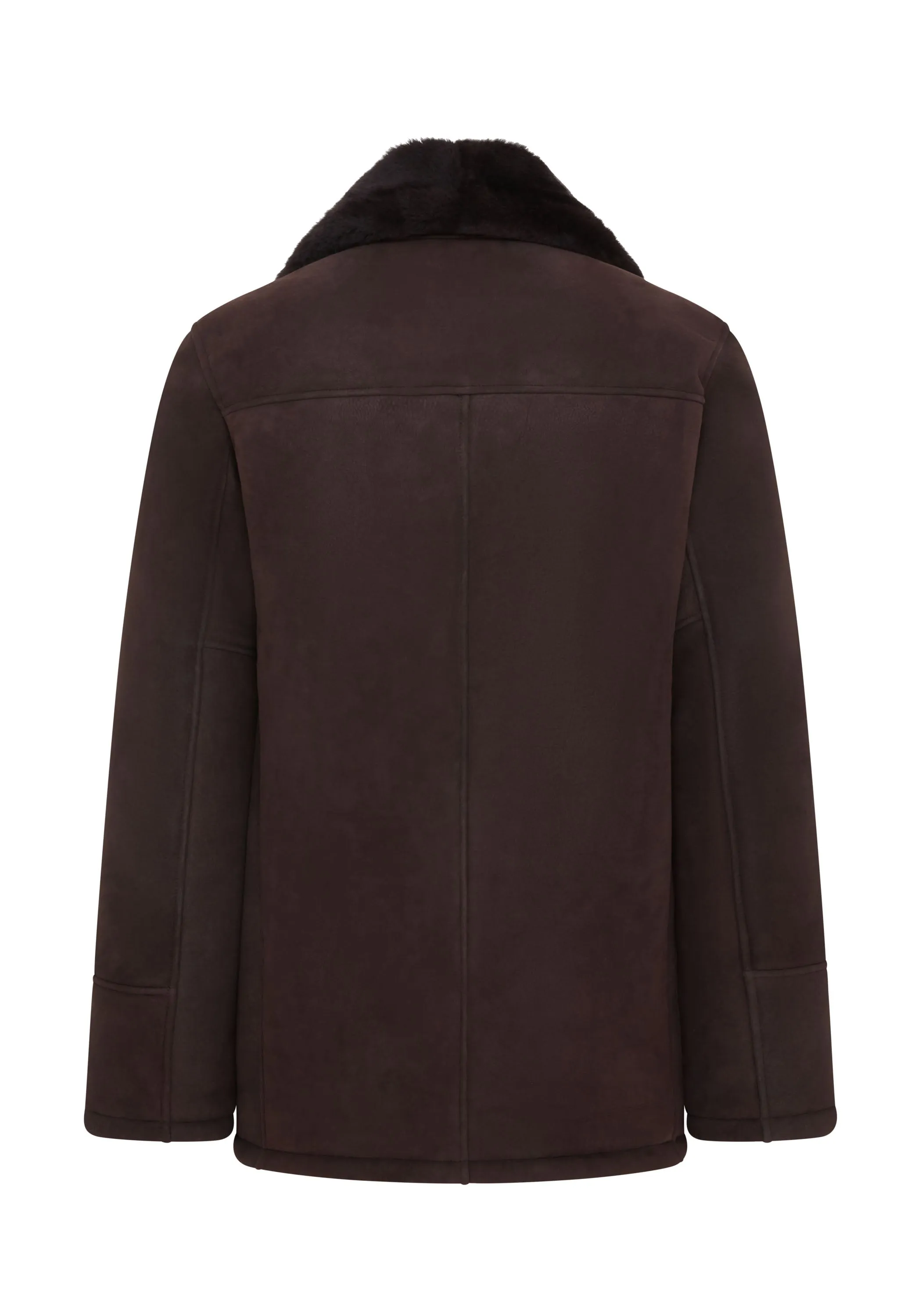 Mens Brown Shearling Sheepskin Car Coat - Elverum