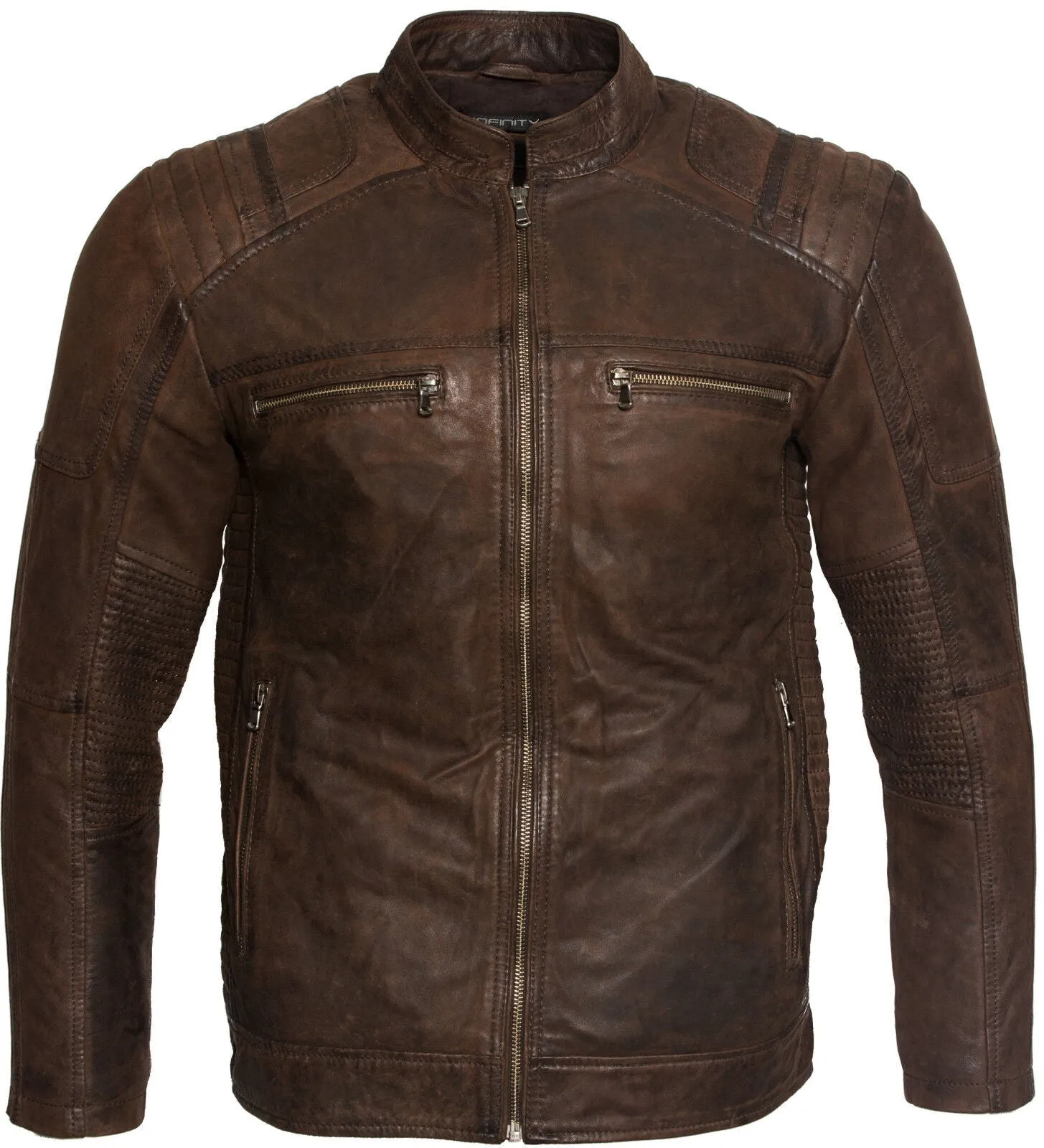 Mens Buff Leather Racer Biker Jacket-Vienna