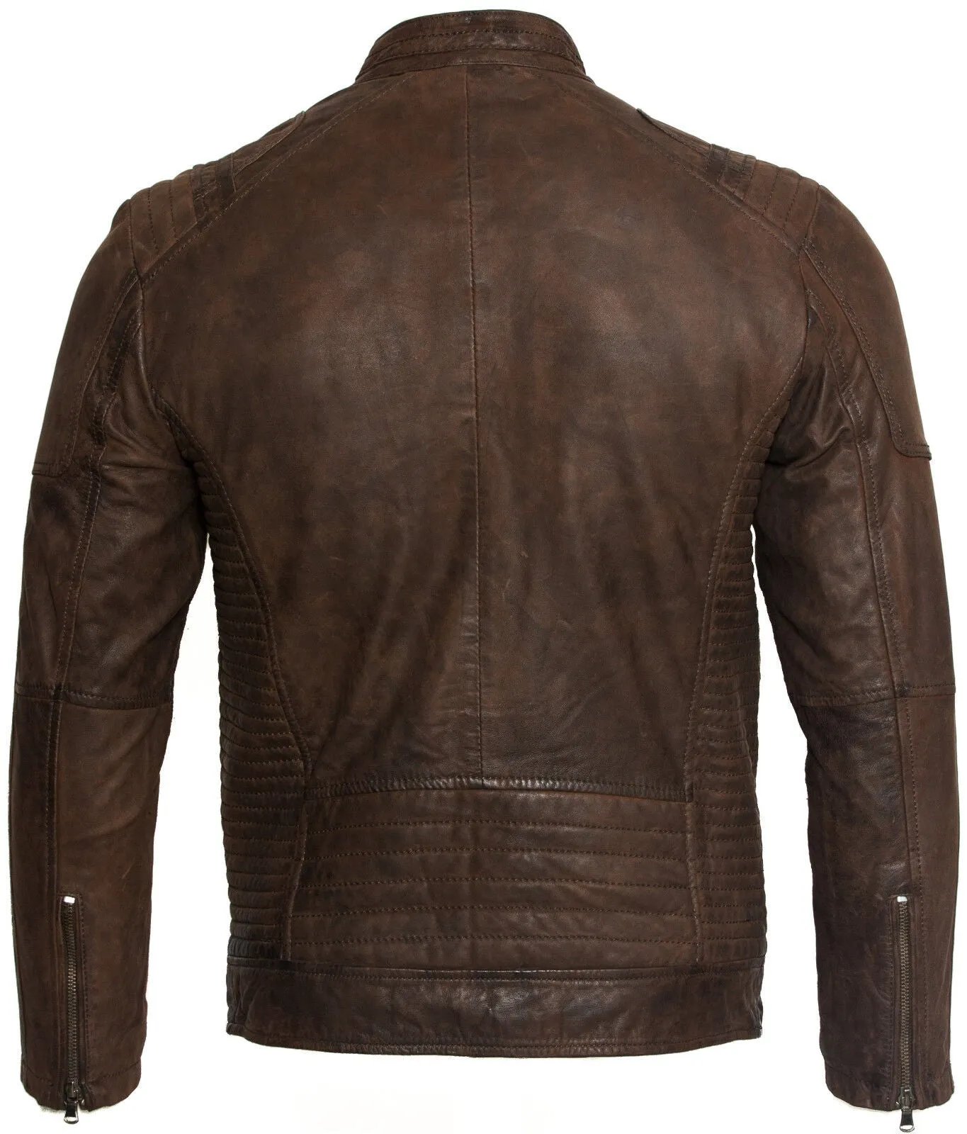Mens Buff Leather Racer Biker Jacket-Vienna