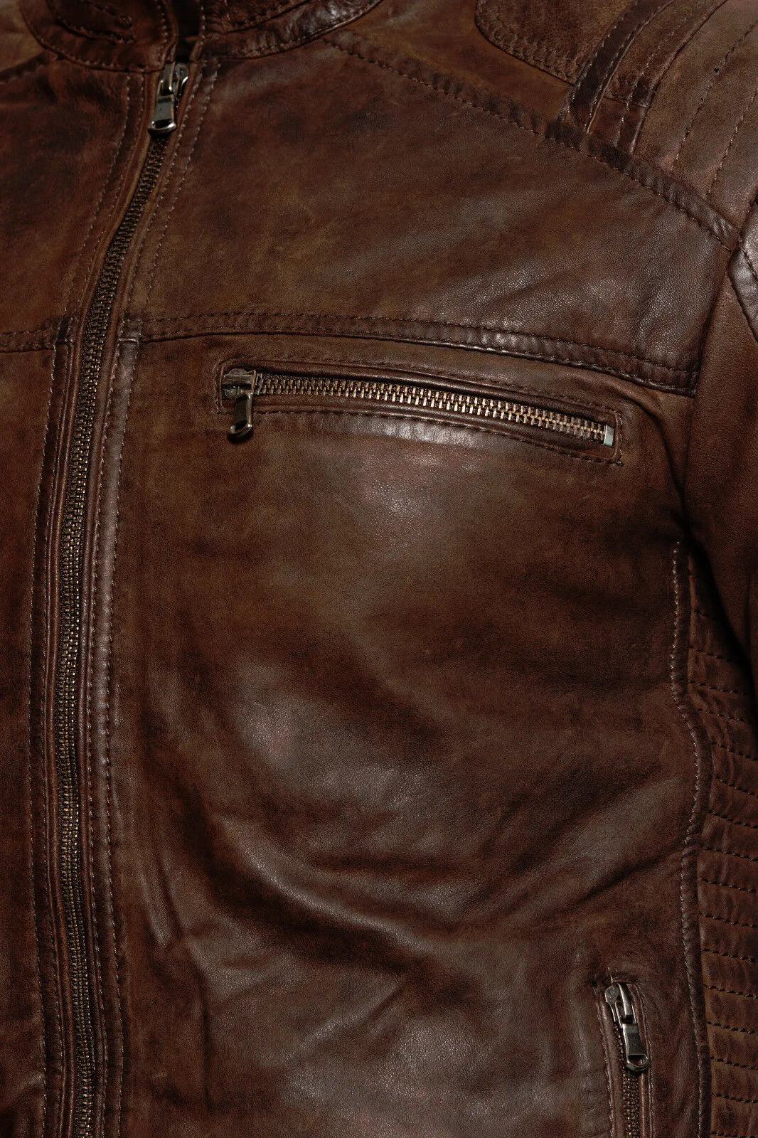 Mens Buff Leather Racer Biker Jacket-Vienna