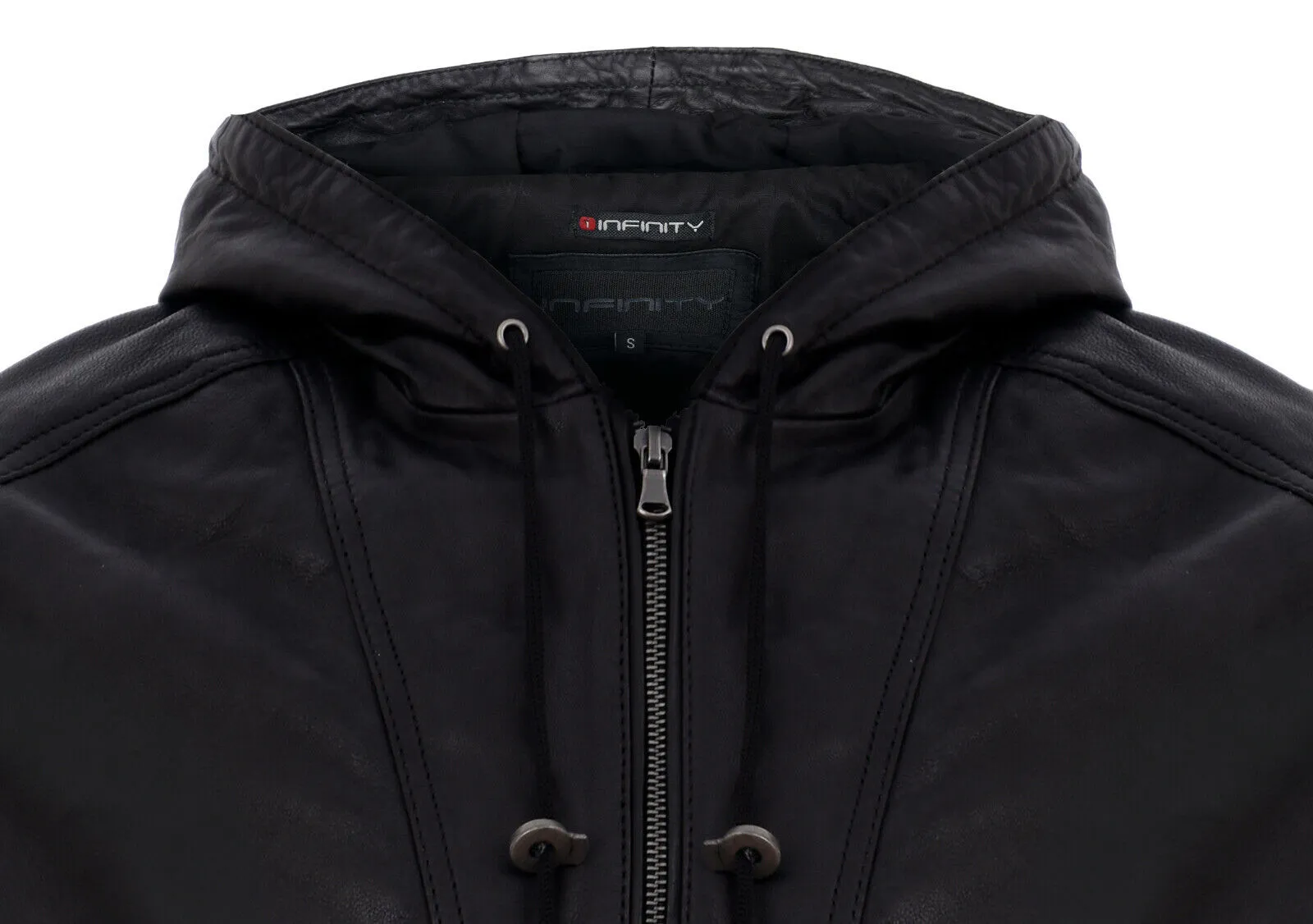 Men's Casual Leather Hooded Bomber Jacket-Odesa
