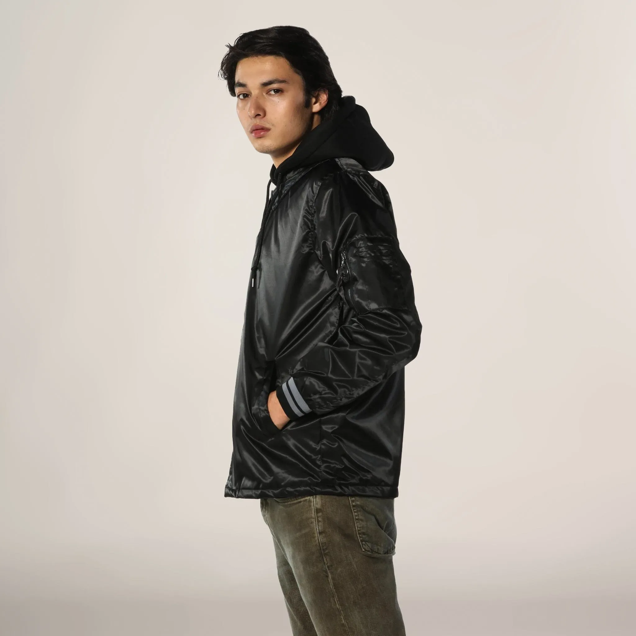 Men's Coach Jacket with Fleece Hood