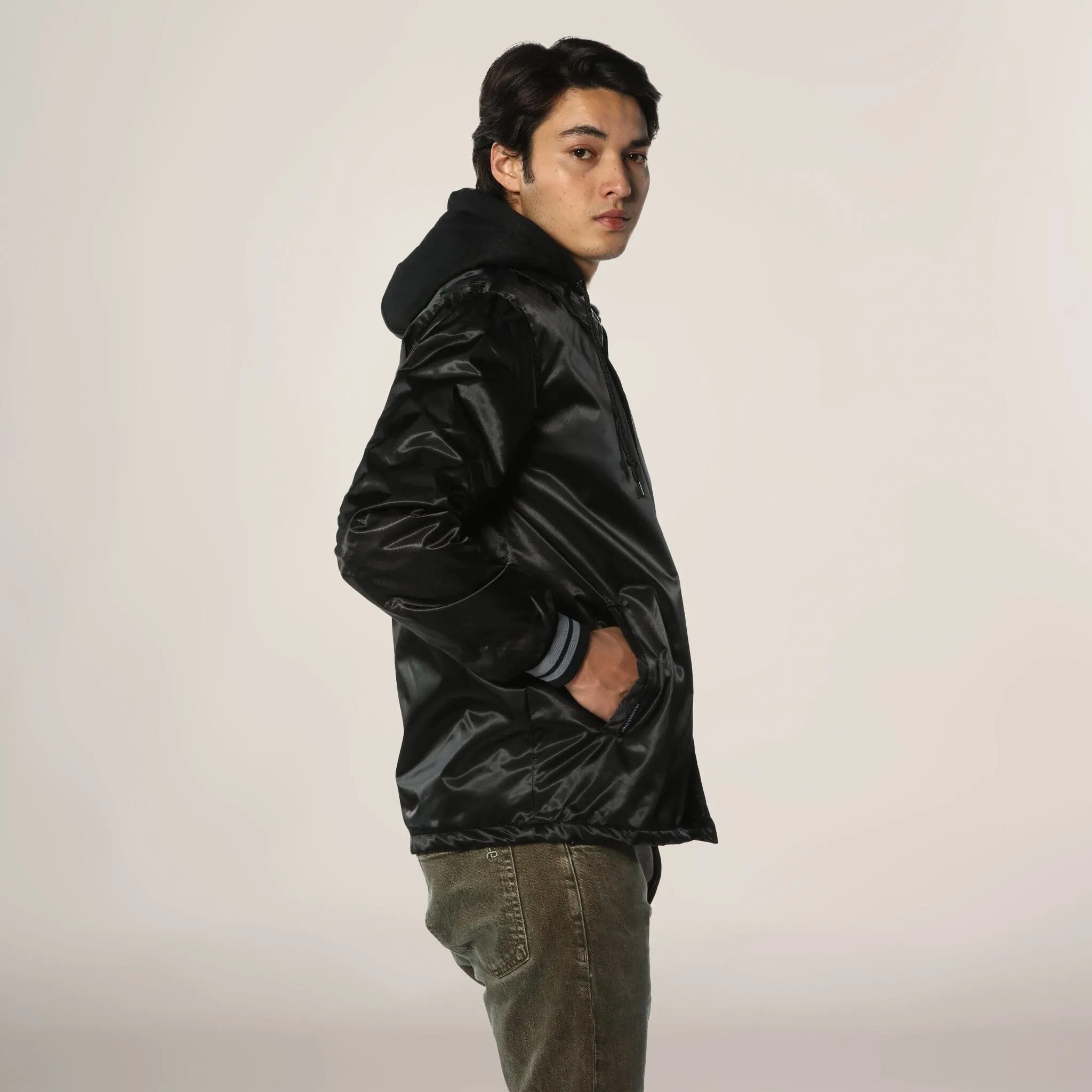 Men's Coach Jacket with Fleece Hood