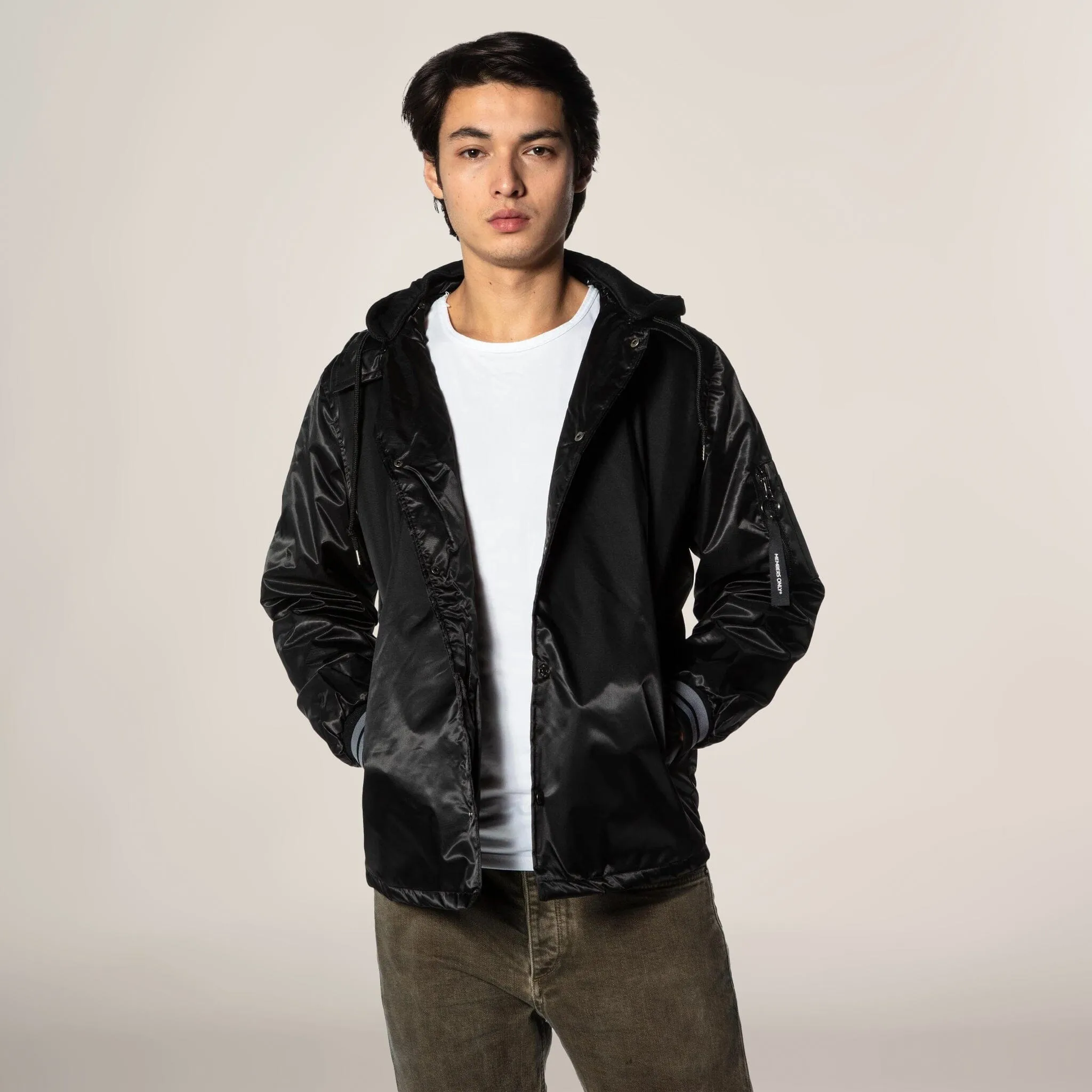 Men's Coach Jacket with Fleece Hood