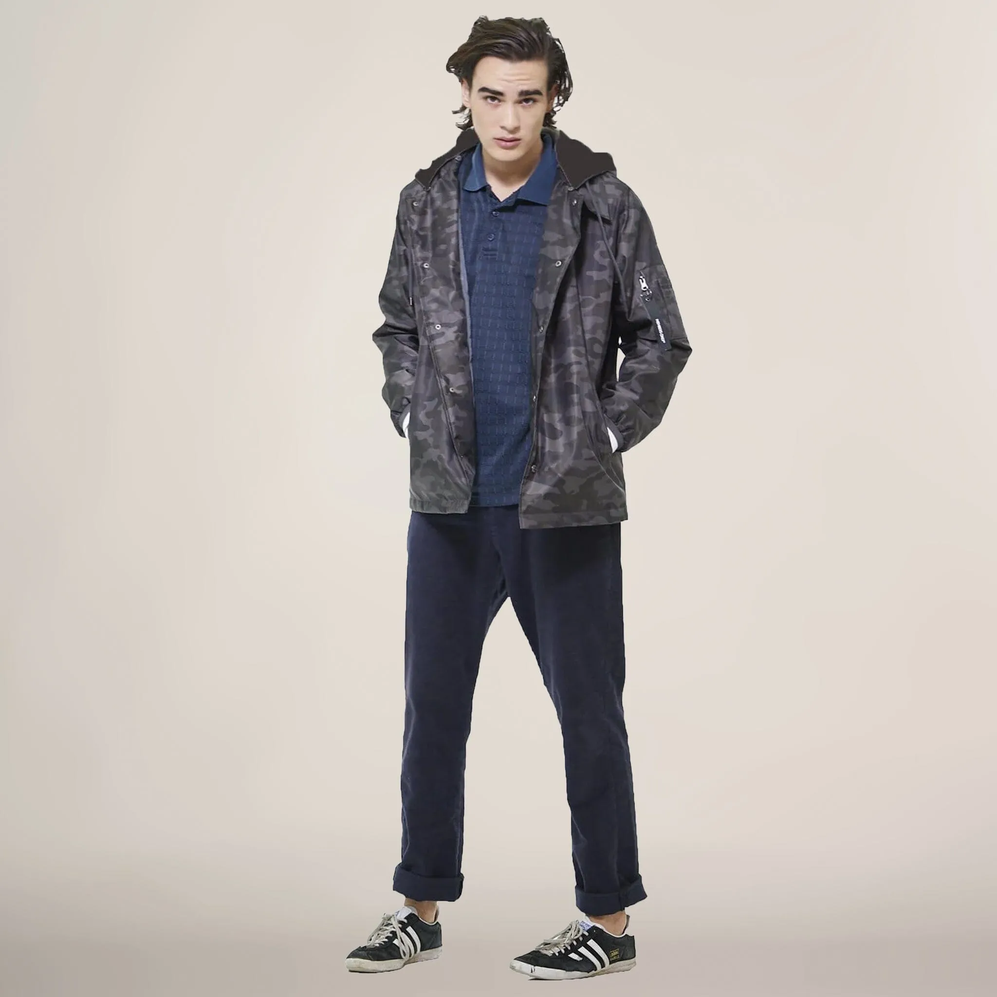 Men's Coach Jacket with Fleece Hood