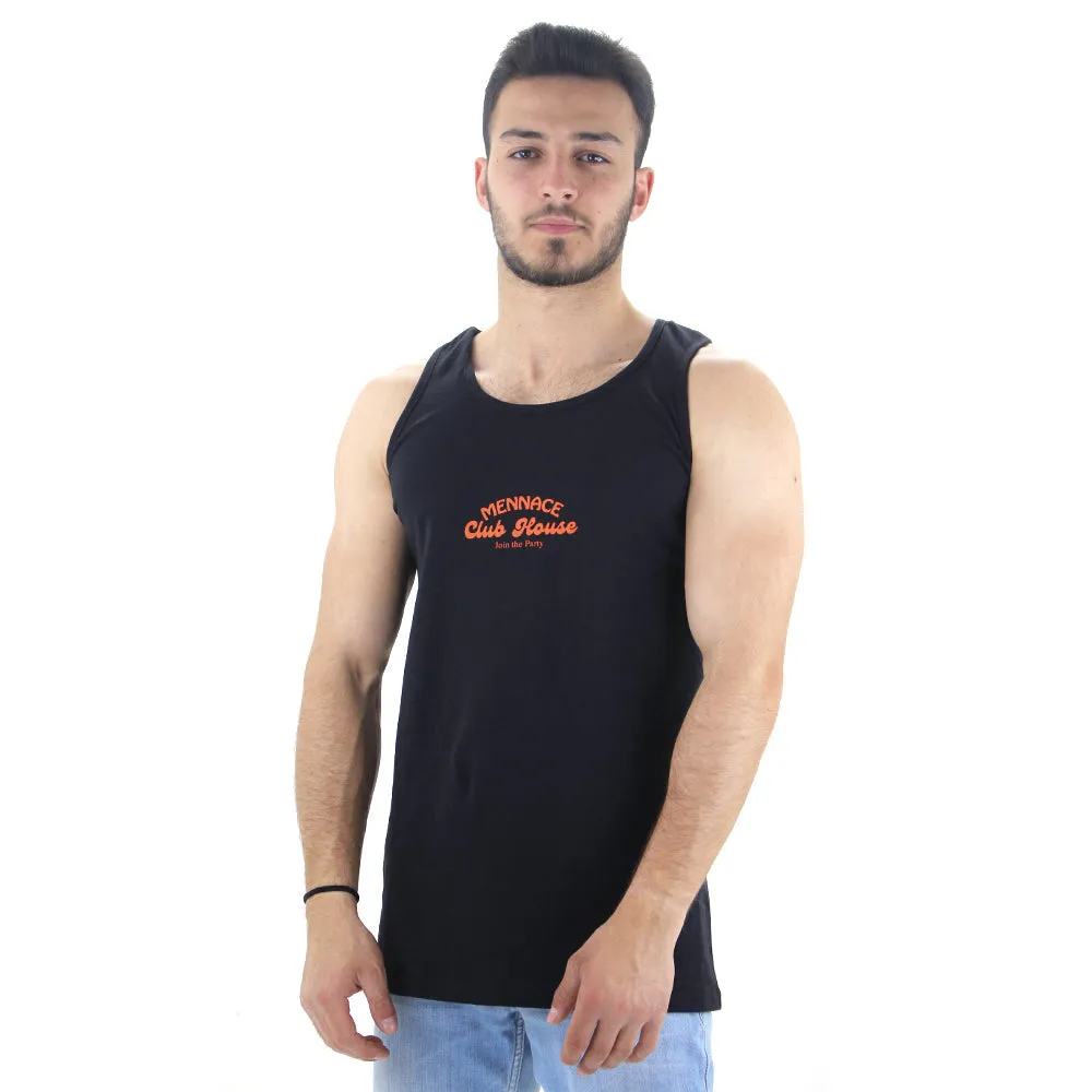 Men's Graphic Back Tank Top,Black