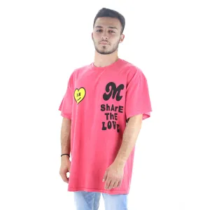 Men's Graphic Front & Back Casual T-Shirt,Pink