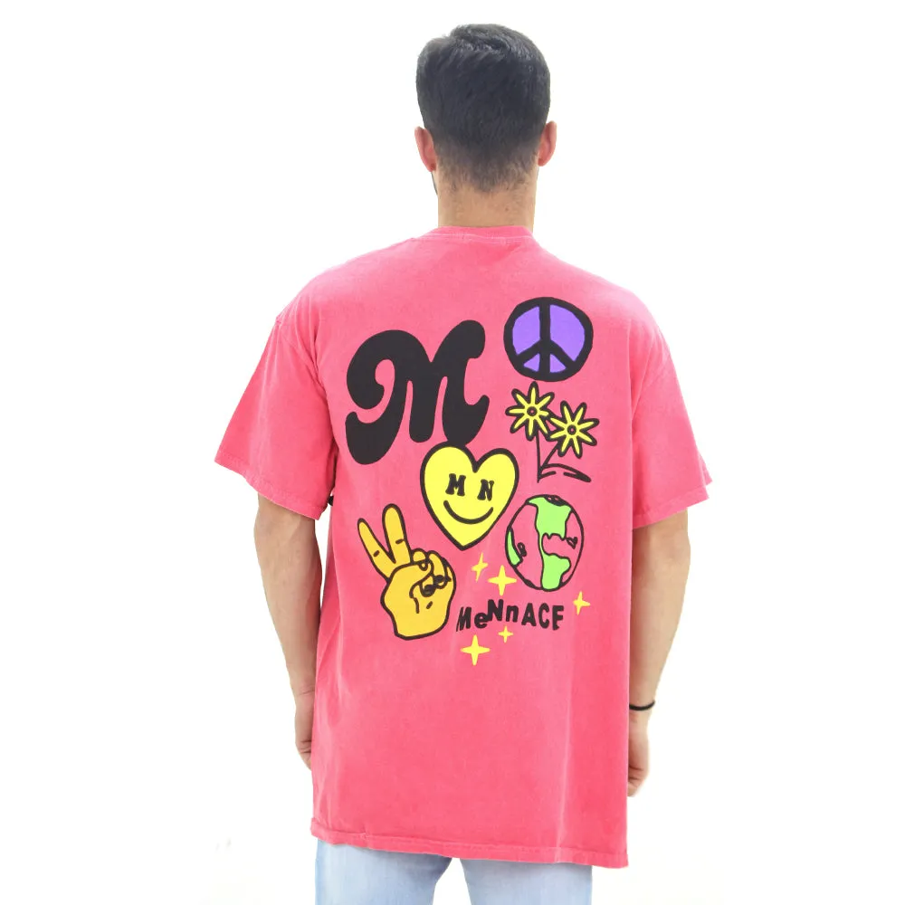 Men's Graphic Front & Back Casual T-Shirt,Pink