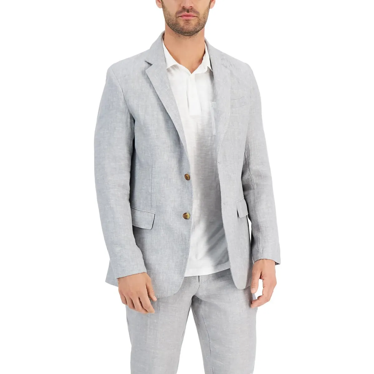 Mens Linen Suit Separate Two-Button Blazer