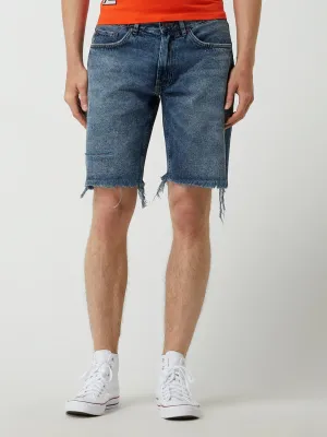 Men's Little Ripped Denim Short,Dark Blue