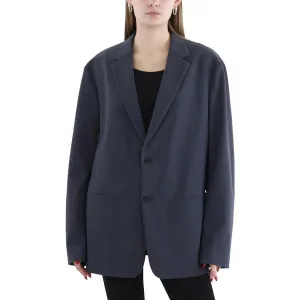 Mens Solid Polyester Two-Button Blazer