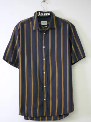 Men's Striped Dress Shirt,Navy