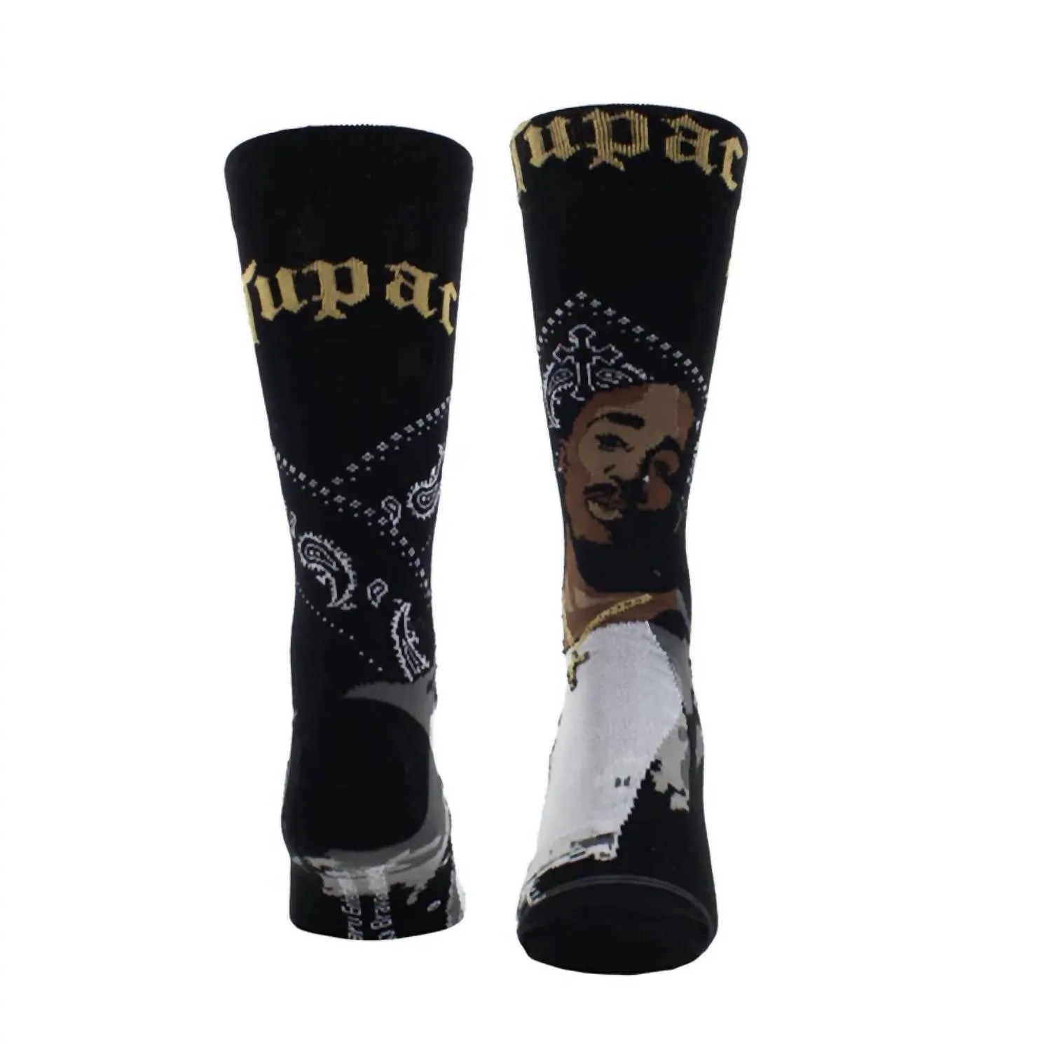 Men's Tupac Bandana Crew Socks In Black