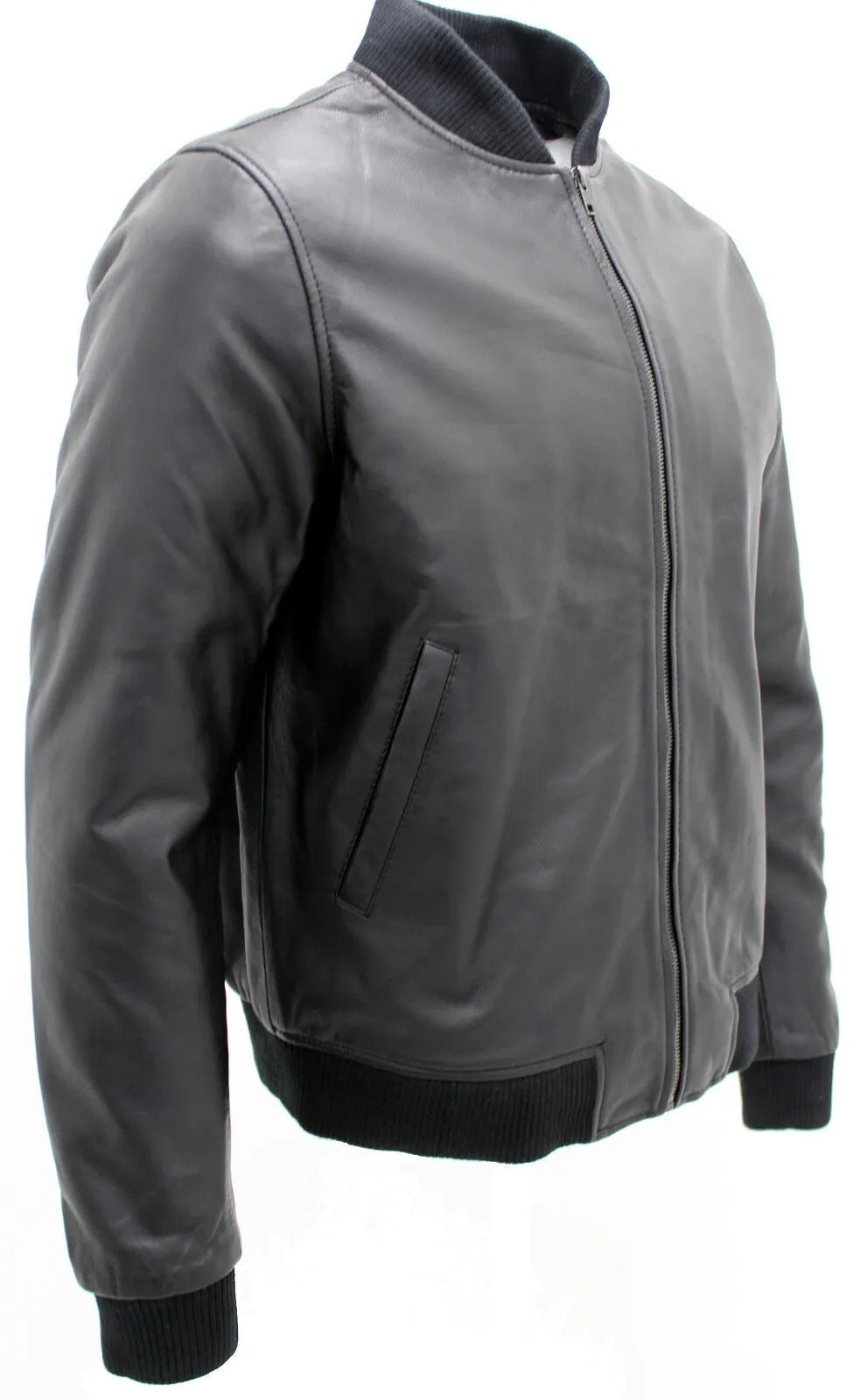 Mens Varisty Classic Leather Bomber Jacket