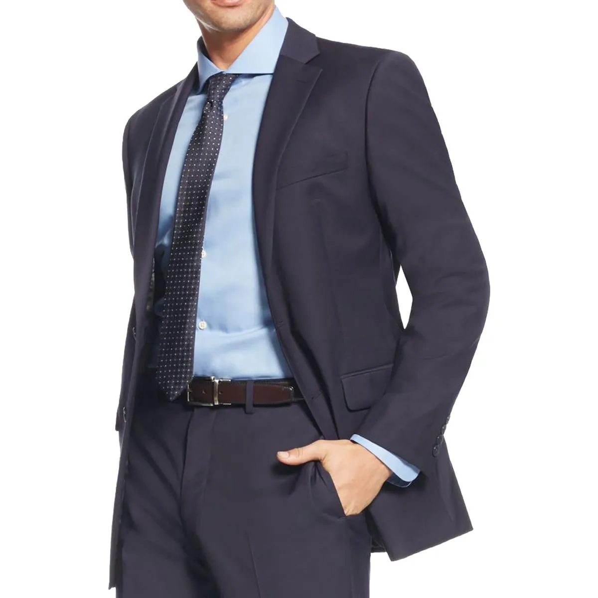 Mens Wool Blend Slim Fit Two-Button Blazer