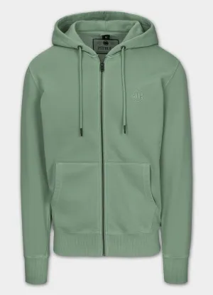 Men's Zip-up hoodie Washed Lancaster II - Sage green