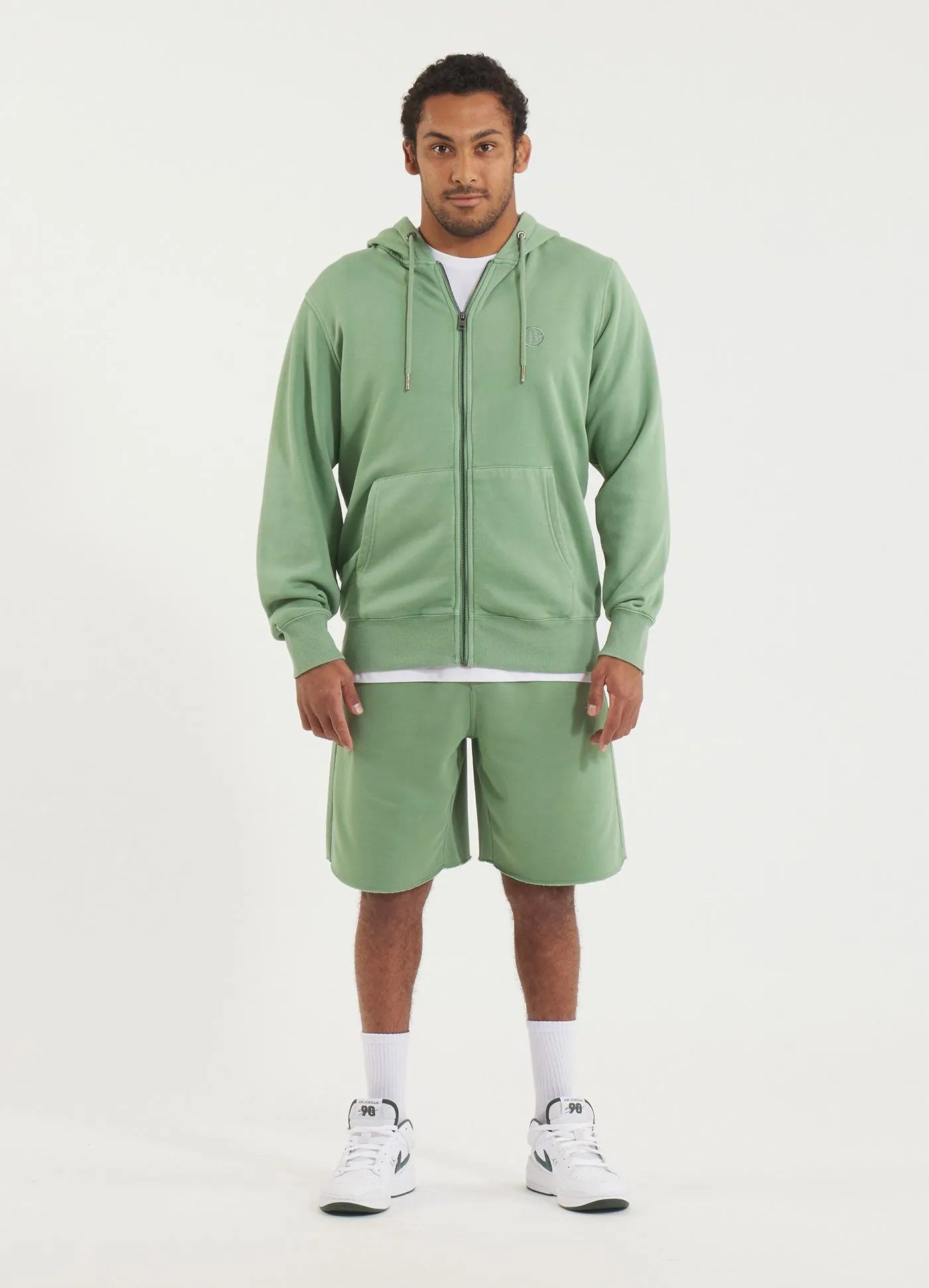 Men's Zip-up hoodie Washed Lancaster II - Sage green