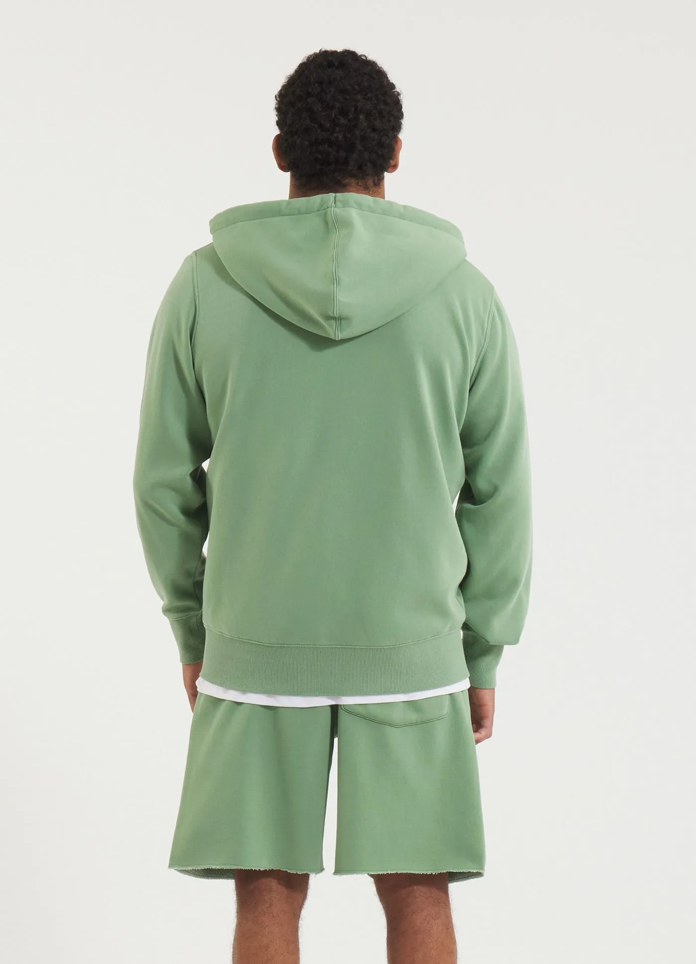 Men's Zip-up hoodie Washed Lancaster II - Sage green