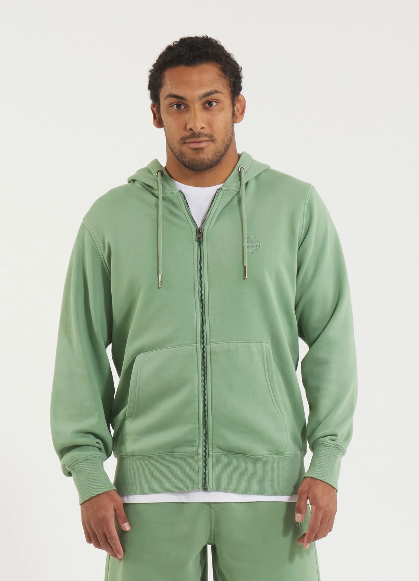 Men's Zip-up hoodie Washed Lancaster II - Sage green