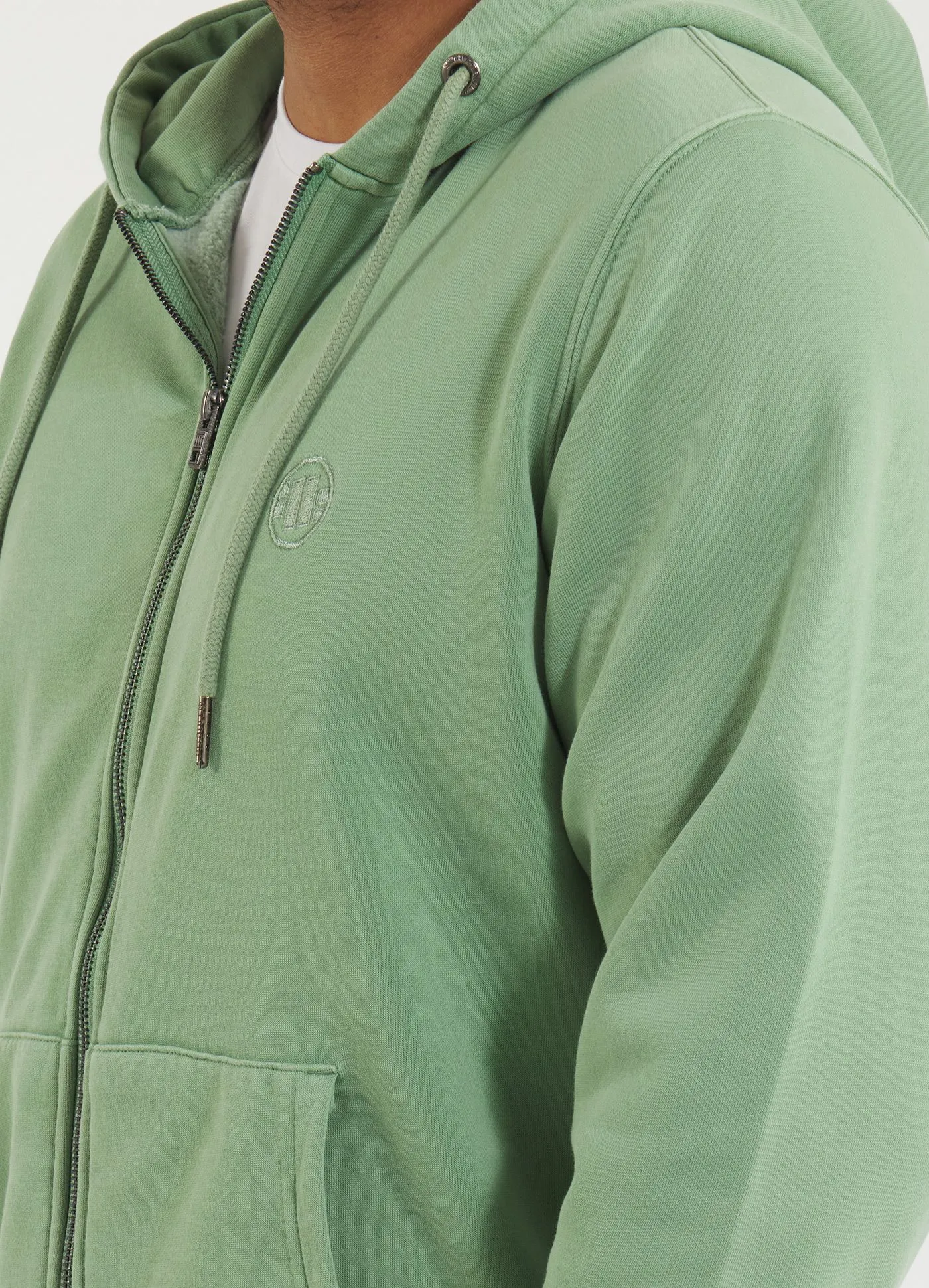 Men's Zip-up hoodie Washed Lancaster II - Sage green