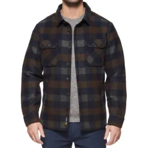 Milbank Flannel Shirt Jacket In Navy/brown/cream