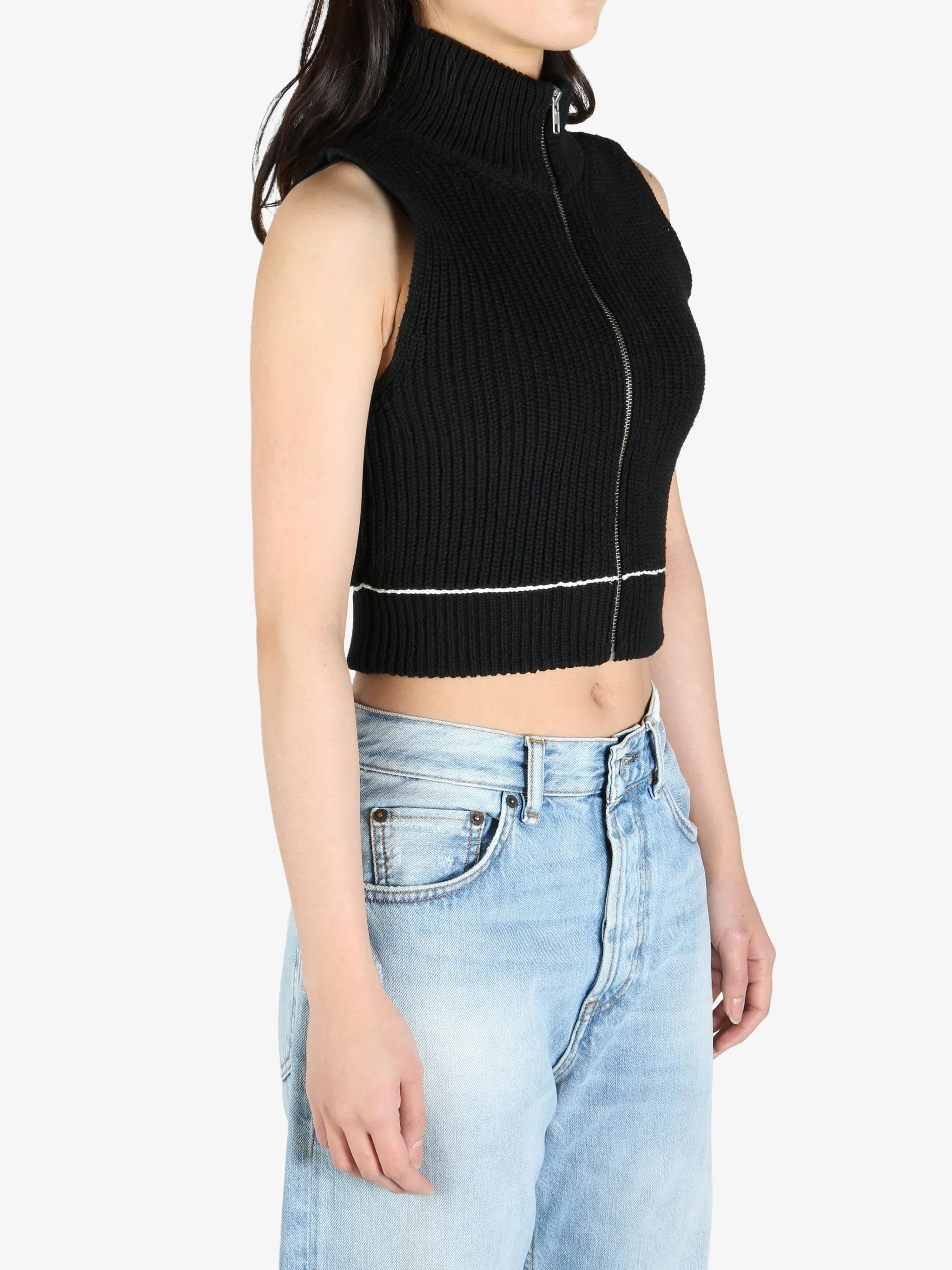 MM6 Maison Margiela - Women Knitted Zip Vest Clothing_mm6