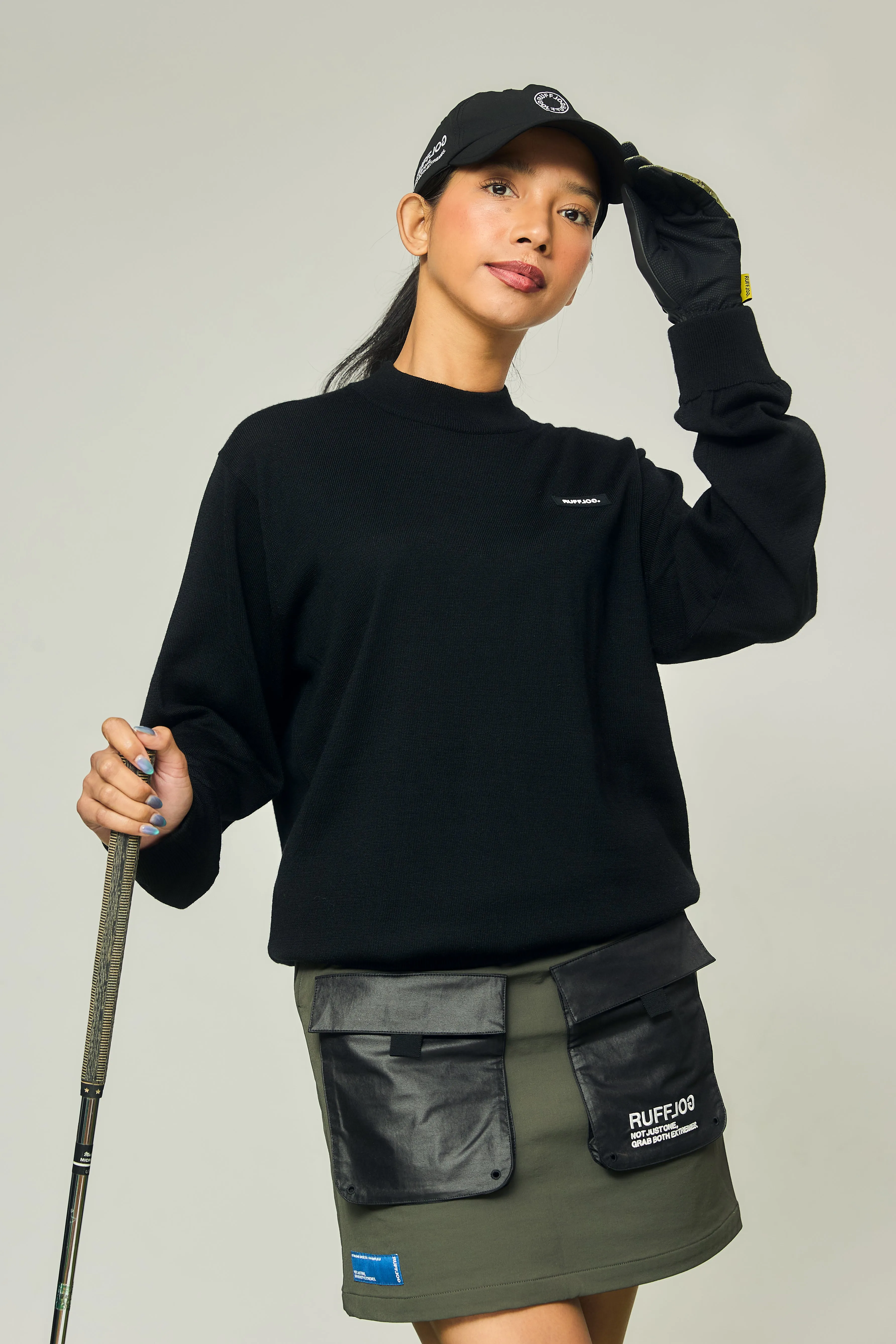 MOCK NECK L/S KNIT BLACK