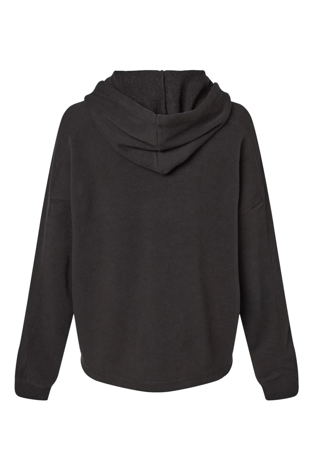 MV Sport Womens Angel Fleece Crop Hooded Sweatshirt Hoodie - Black