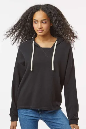 MV Sport Womens Angel Fleece Crop Hooded Sweatshirt Hoodie - Black