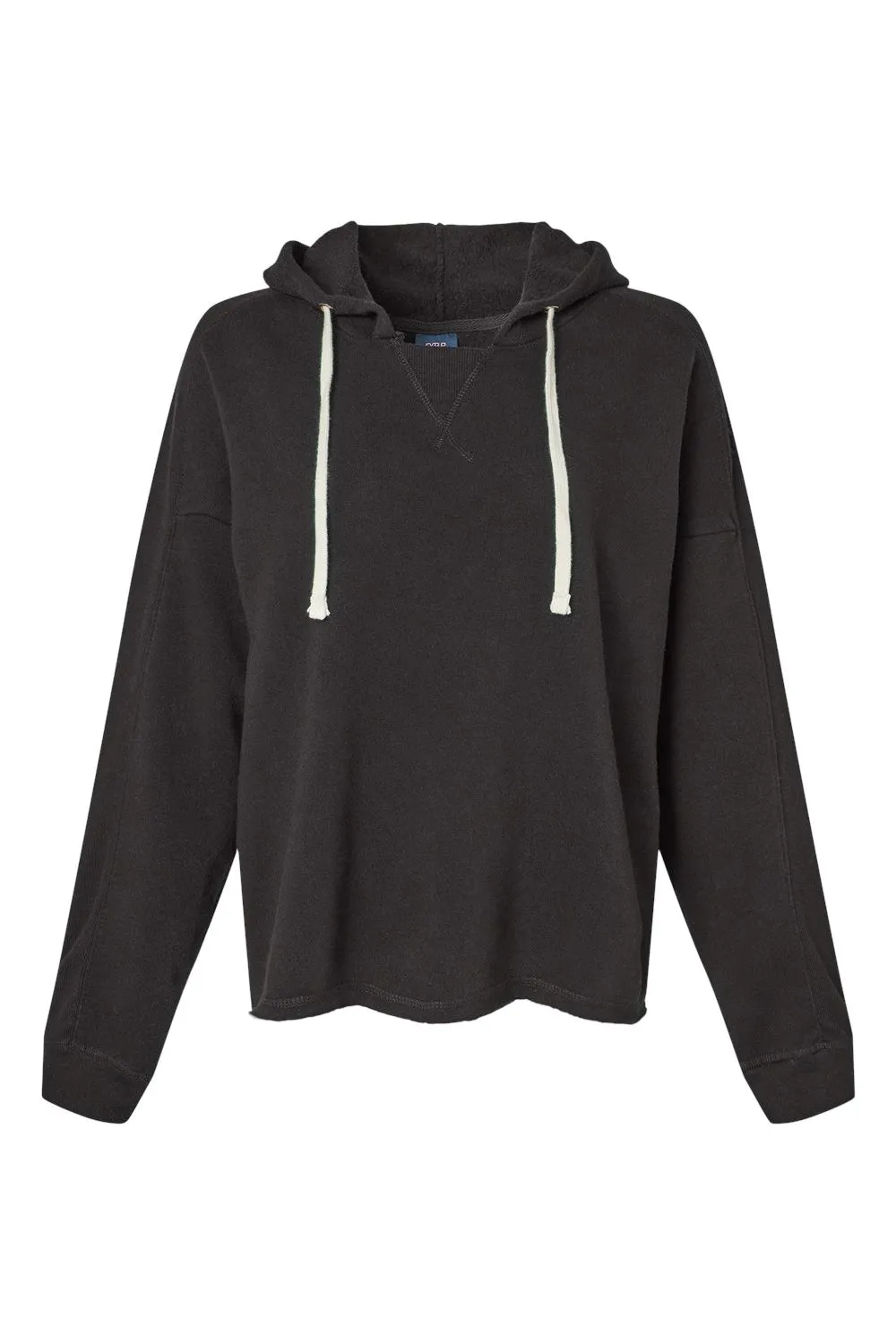 MV Sport Womens Angel Fleece Crop Hooded Sweatshirt Hoodie - Black