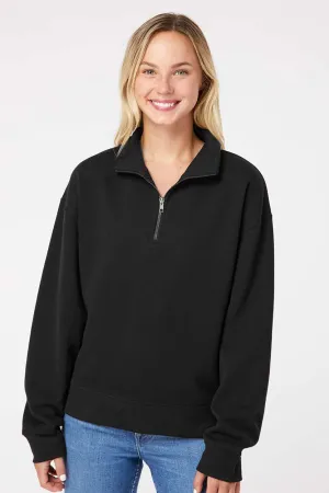 MV Sport Womens Sueded Fleece 1/4 Zip Sweatshirt - Black