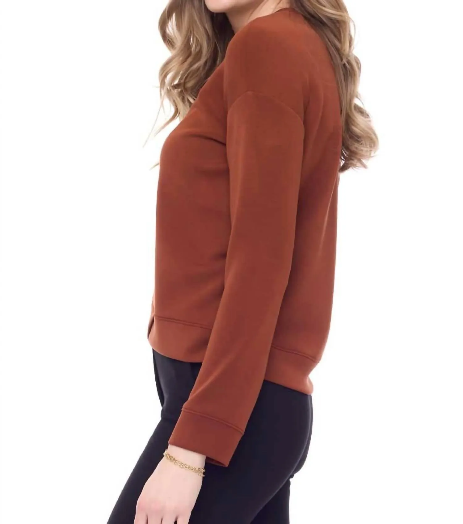 Naomi Inverted ‘V’-Hem Modal Top In Paprika