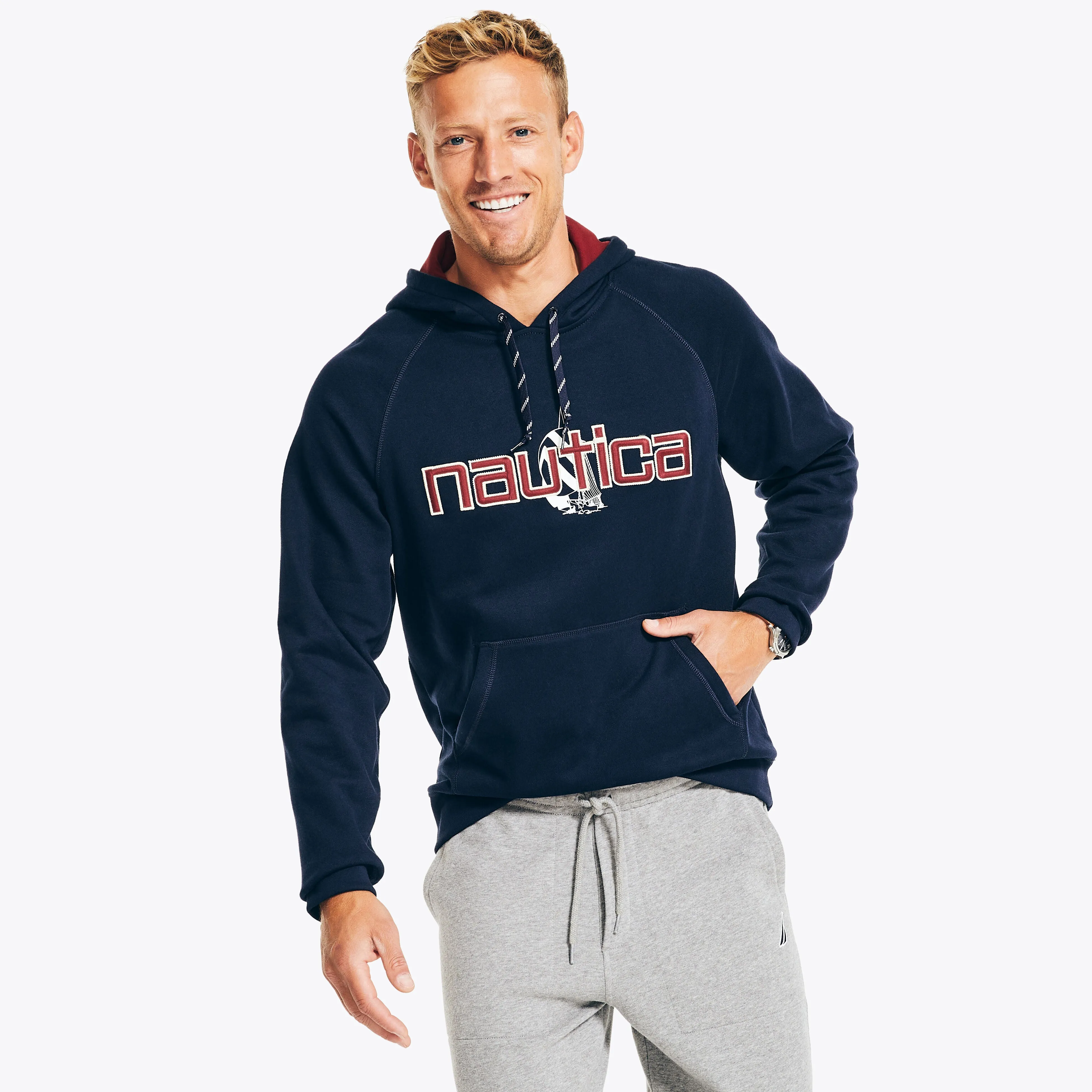 Nautica Mens Reissue Sustainably Crafted Logo Hoodie