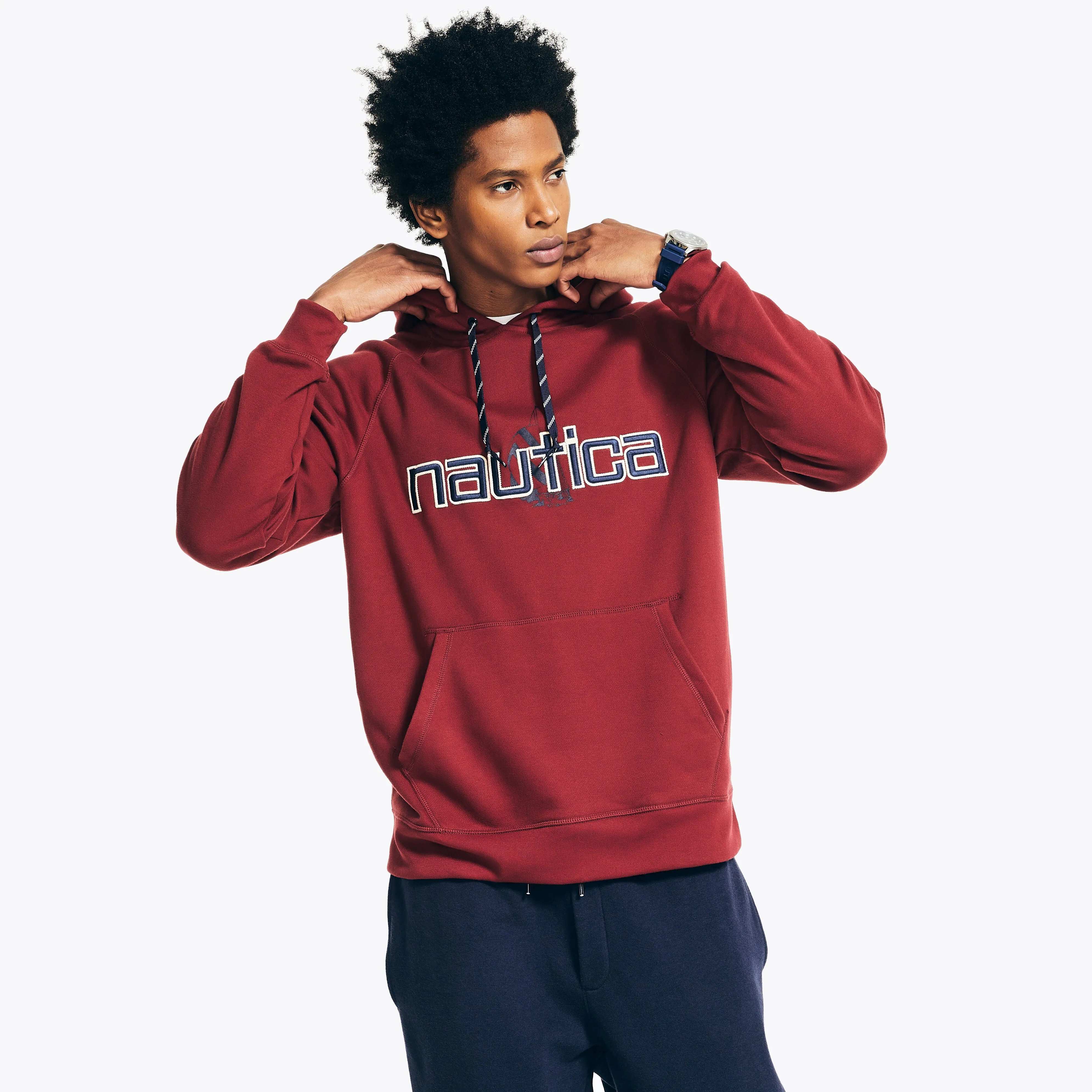 Nautica Mens Reissue Sustainably Crafted Logo Hoodie