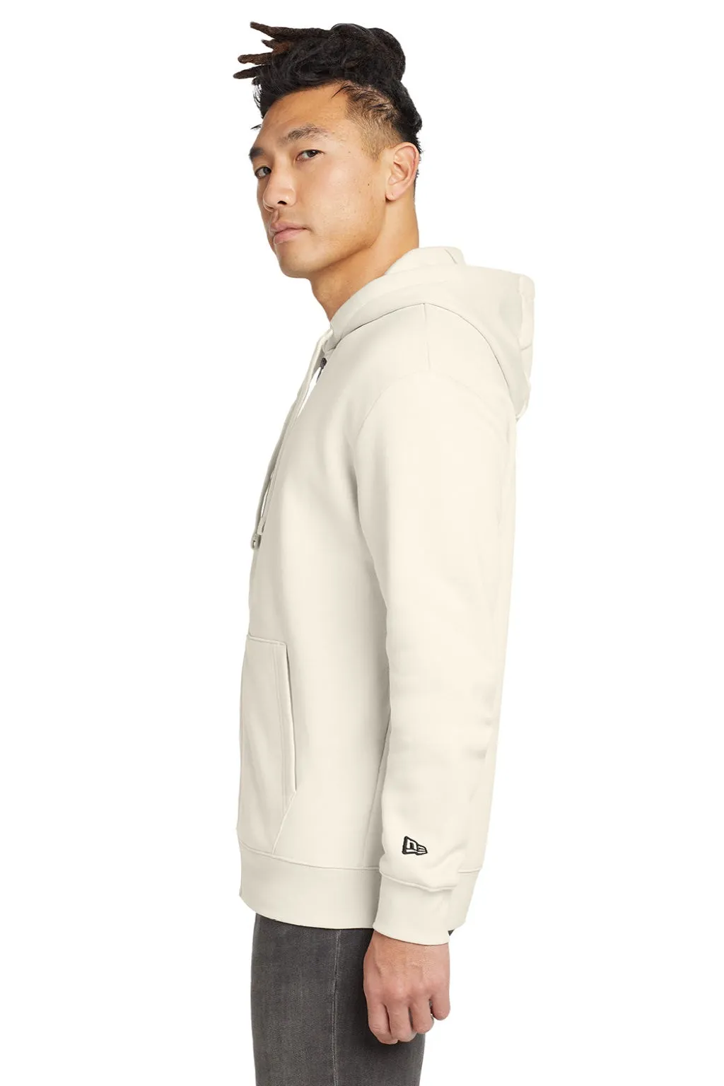 New Era Mens Heritage Fleece Full Zip Hooded Sweatshirt Hoodie w/ Pockets - Soft Beige