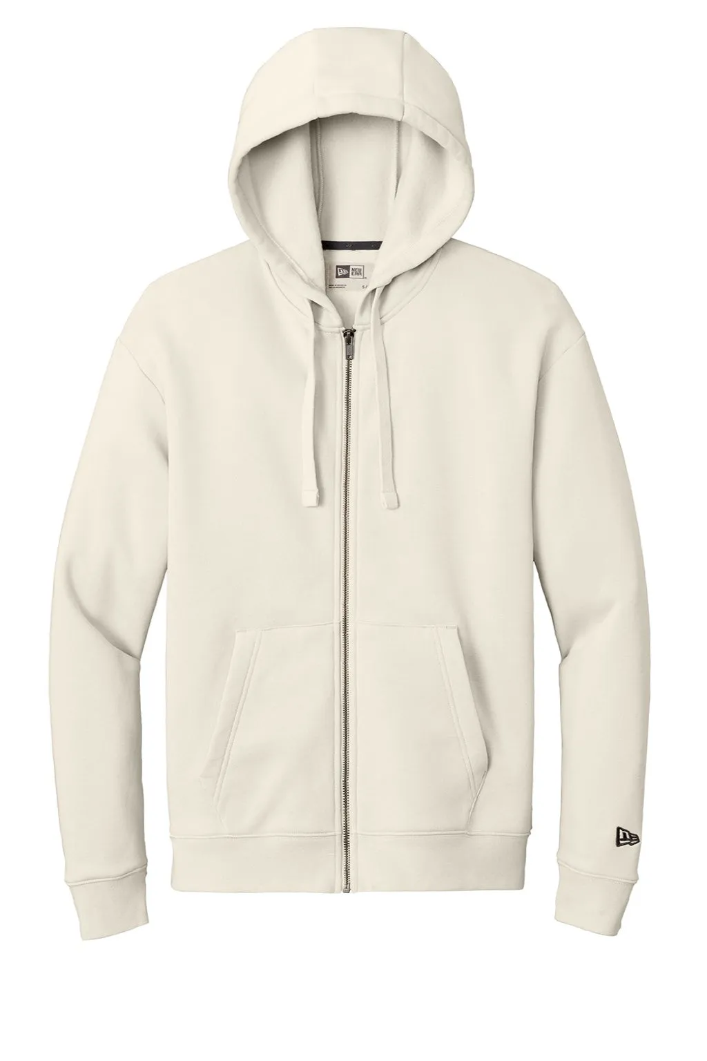 New Era Mens Heritage Fleece Full Zip Hooded Sweatshirt Hoodie w/ Pockets - Soft Beige