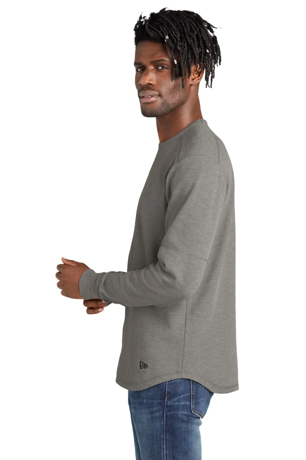 New Era Mens Thermal Crewneck Sweatshirt - Heather Shadow Grey