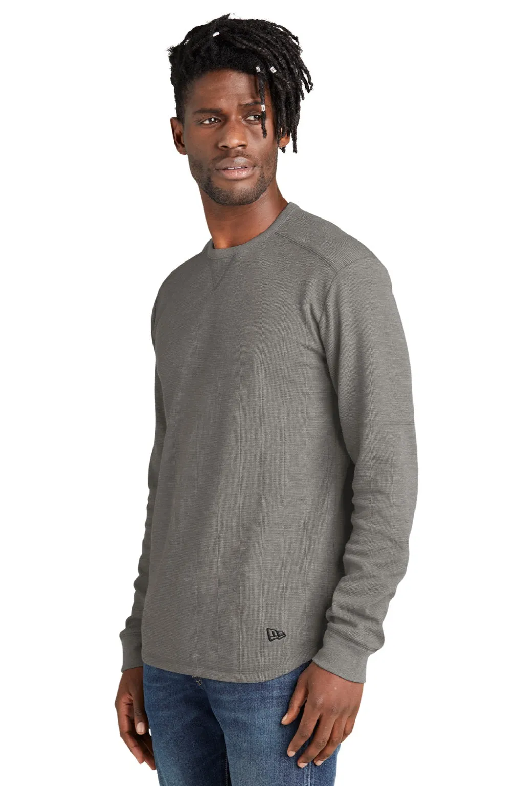 New Era Mens Thermal Crewneck Sweatshirt - Heather Shadow Grey