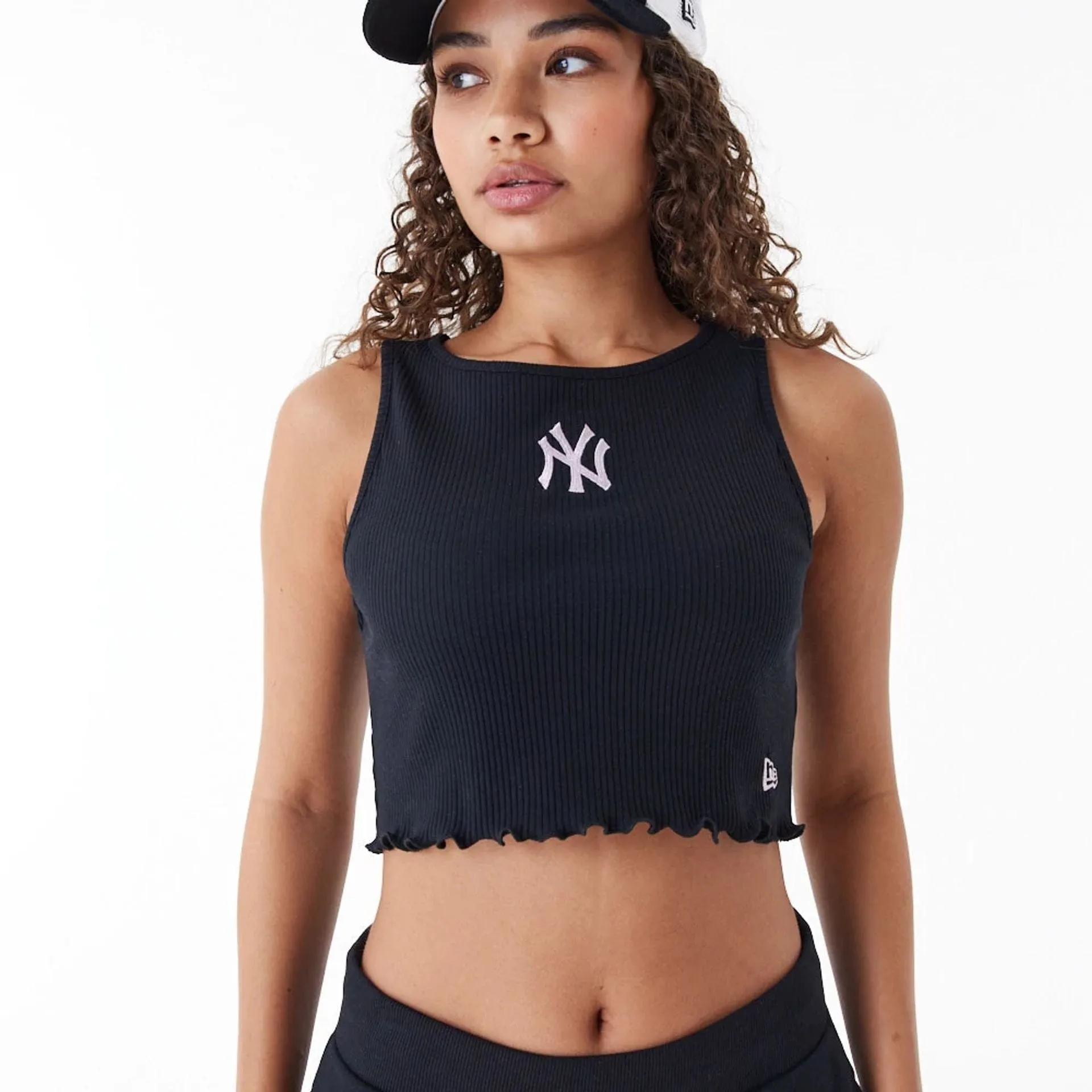 New Era T-Shirts And Tank Tops New York Yankees MLB Lifestyle Black Womens Crop Tank Top