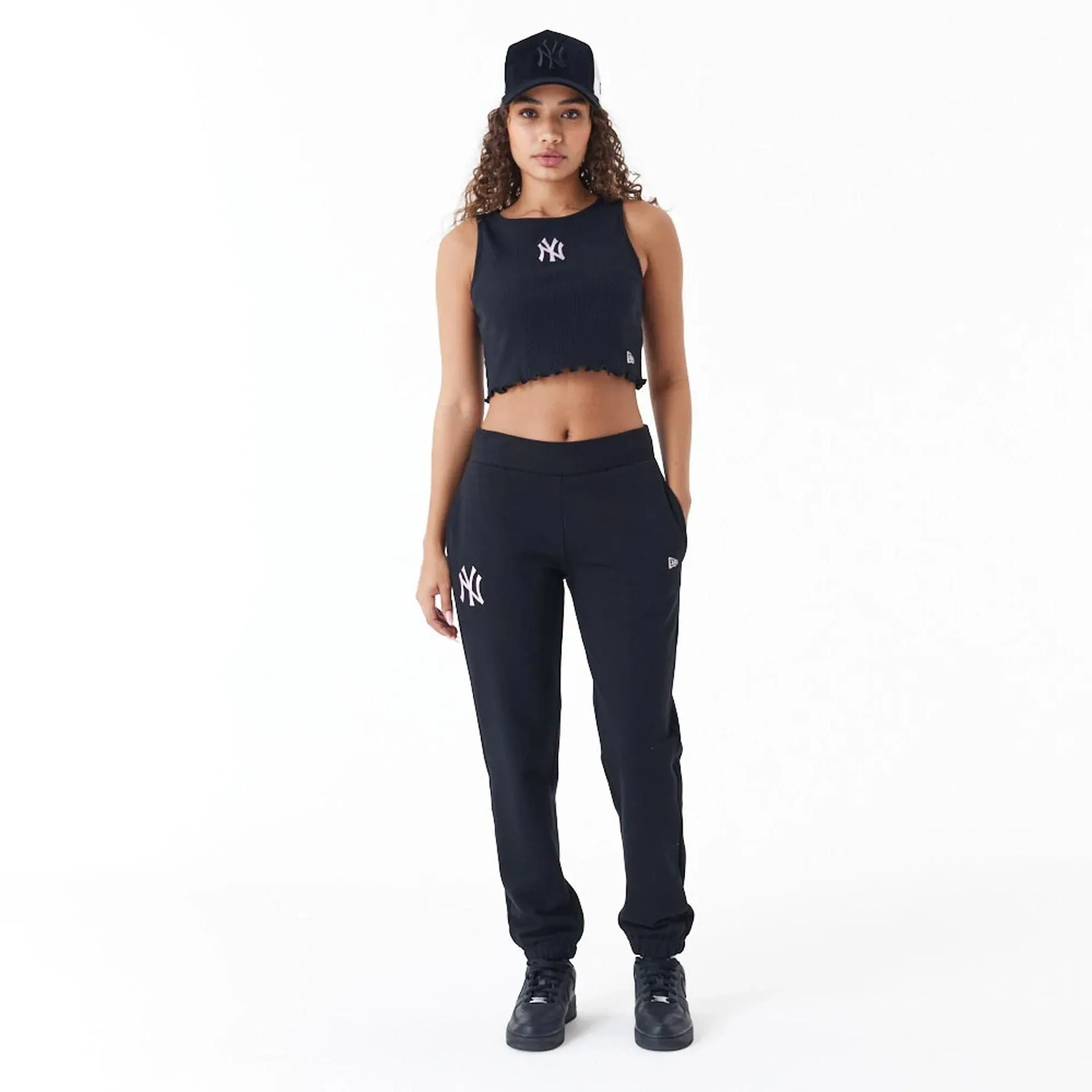 New Era T-Shirts And Tank Tops New York Yankees MLB Lifestyle Black Womens Crop Tank Top