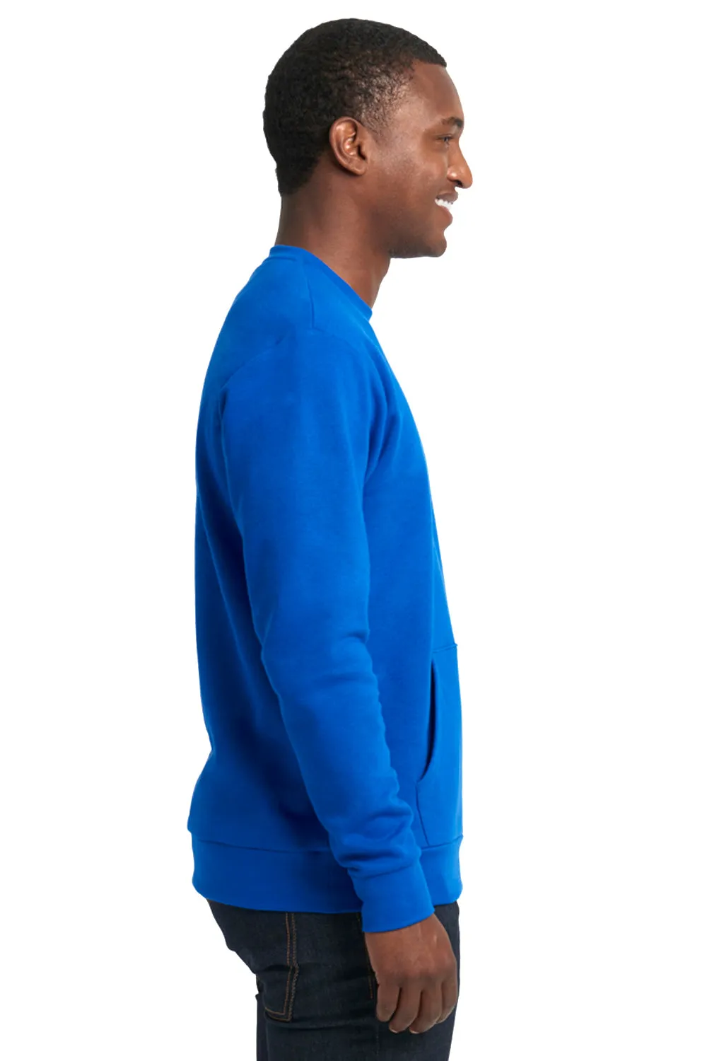 Next Level Mens Fleece Crewneck Sweatshirt w/ Pouch Pocket - Royal Blue