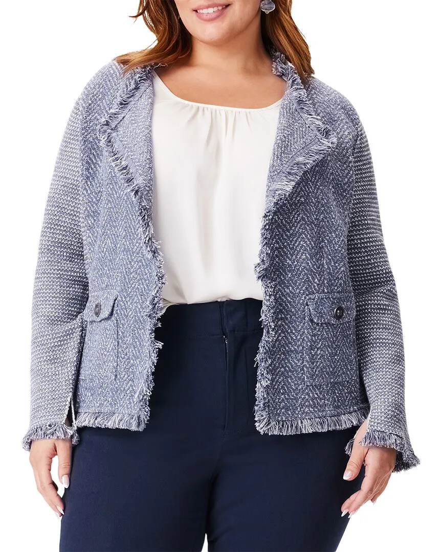 NIC ZOE Plus Fringe Mix Knit Pocket Jacket