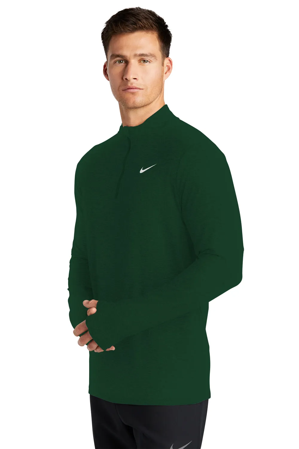 Nike Mens Element Dri-Fit Moisture Wicking 1/4 Zip Sweatshirt - Dark Green