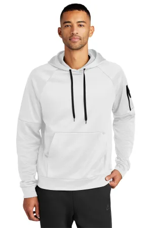 Nike Mens Therma-Fit Fleece Hooded Sweatshirt Hoodie w/ Pouch Pocket - White