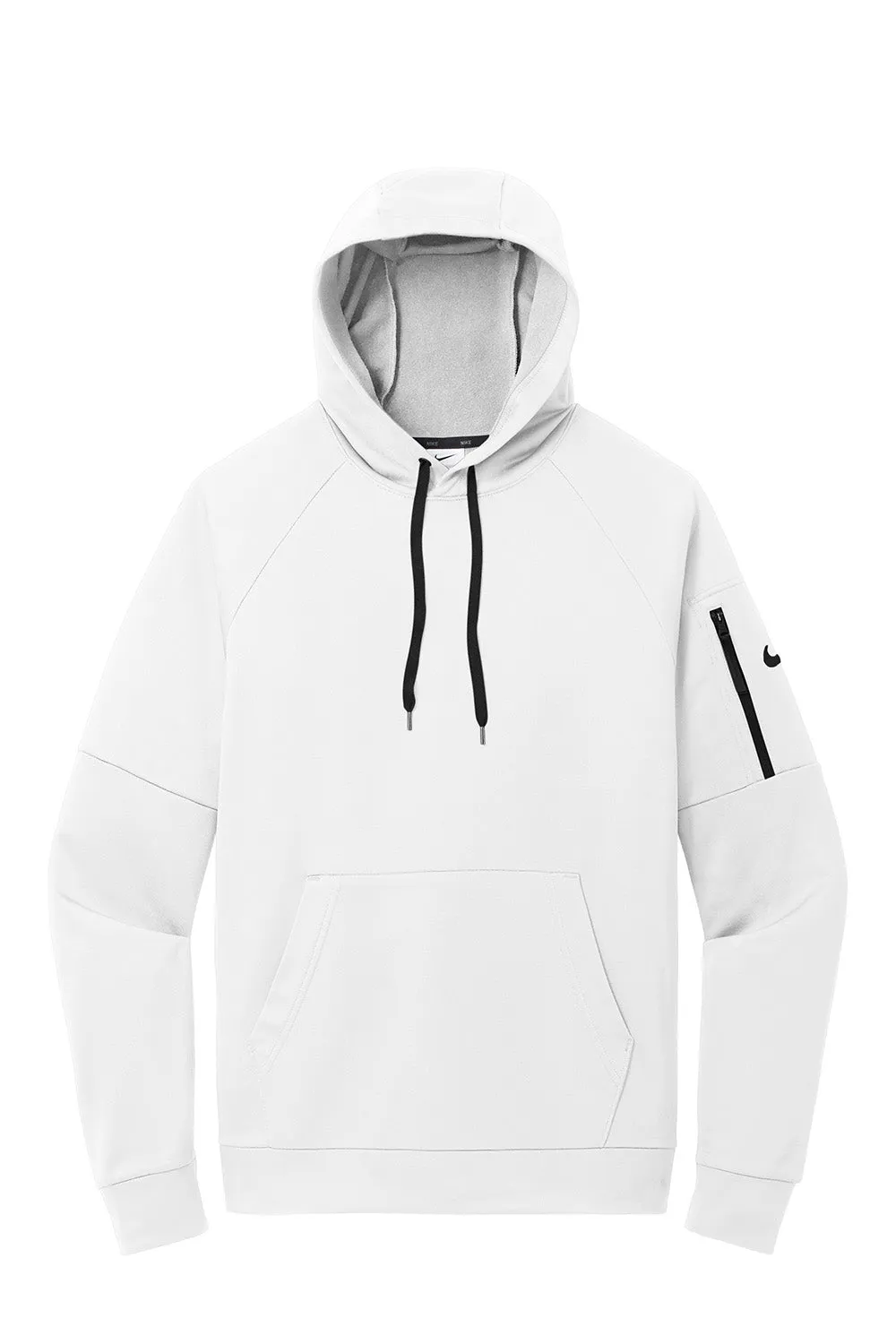 Nike Mens Therma-Fit Fleece Hooded Sweatshirt Hoodie w/ Pouch Pocket - White