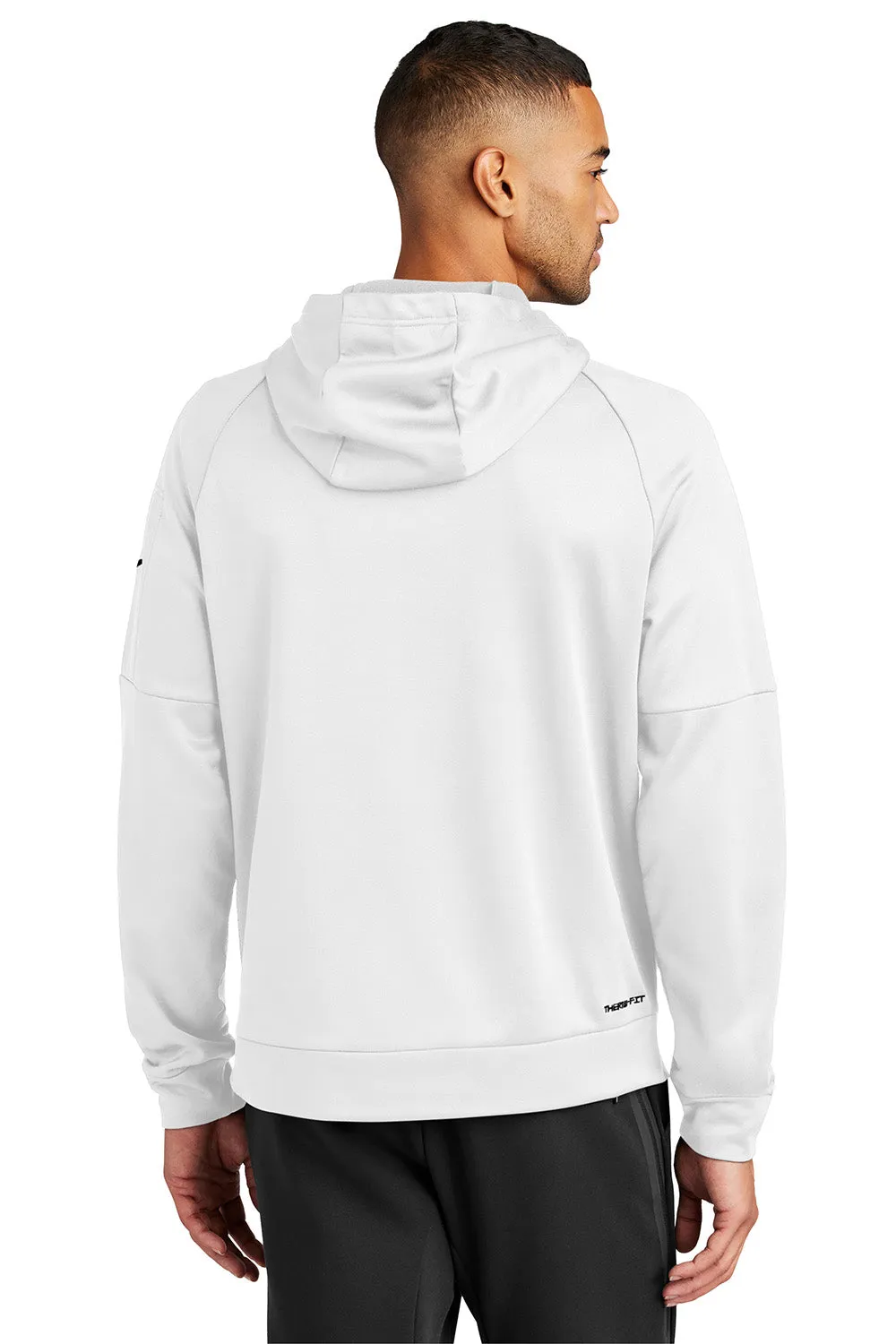 Nike Mens Therma-Fit Fleece Hooded Sweatshirt Hoodie w/ Pouch Pocket - White
