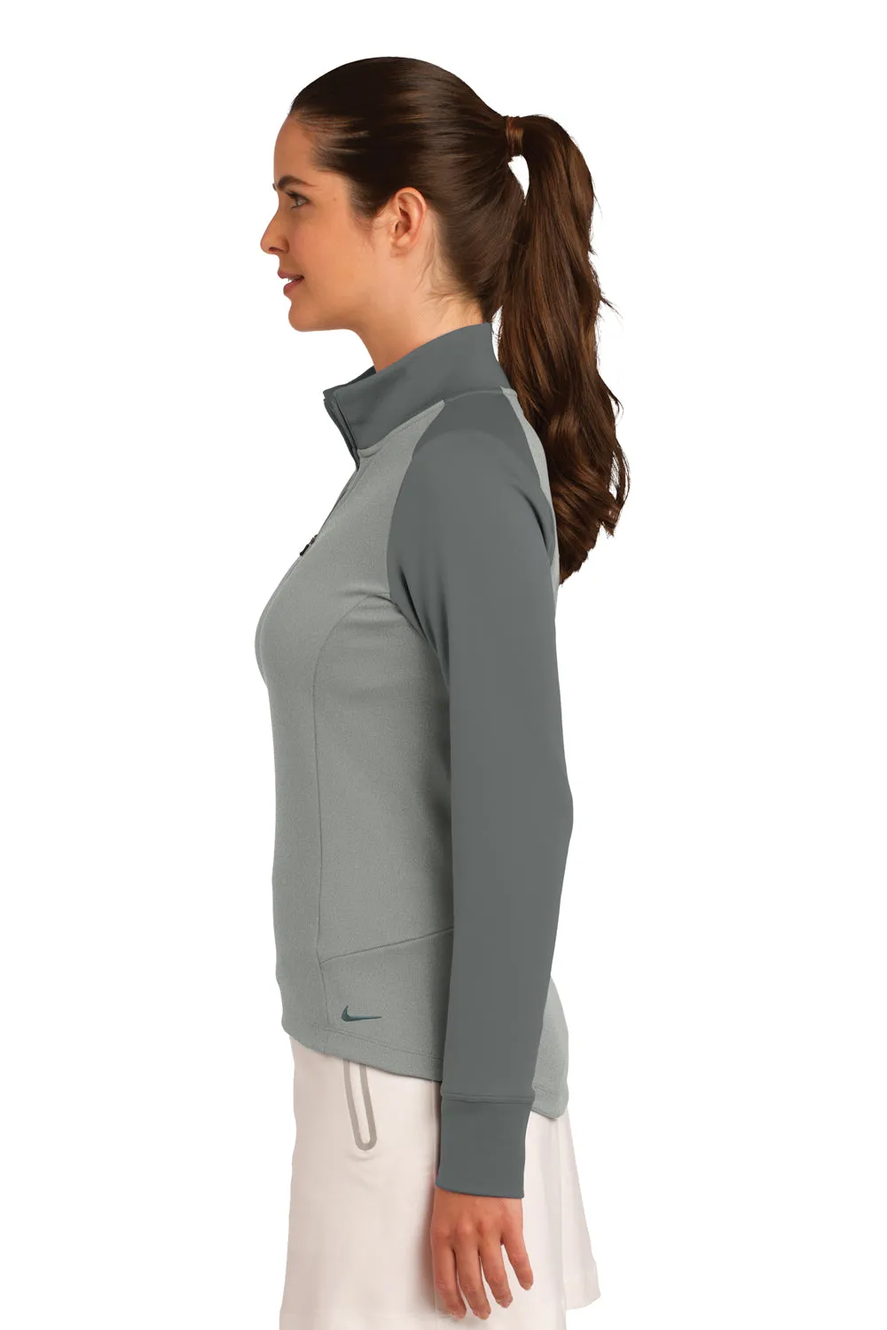 Nike Womens Dri-Fit Moisture Wicking 1/4 Zip Sweatshirt - Heather Grey/Dark Grey