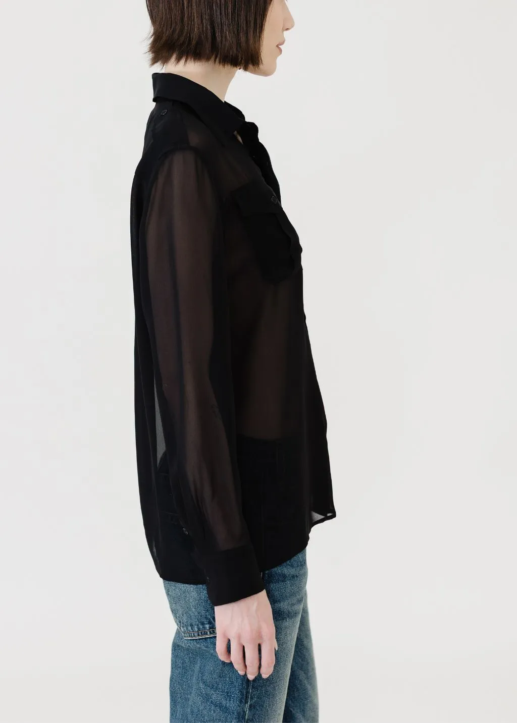 Nili Lotan Betty C. Silk Shirt in Black Clothing_nili-lotan