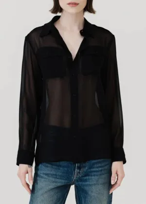 Nili Lotan Betty C. Silk Shirt in Black Clothing_nili-lotan