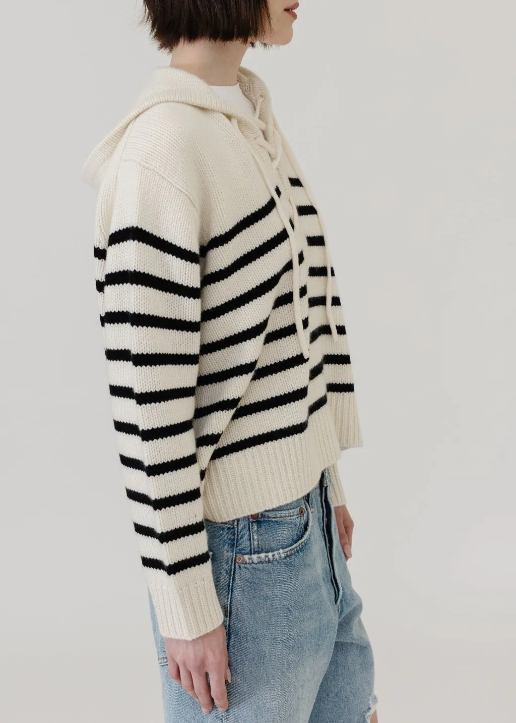Nili Lotan Noemi Stripe Sweater in Ivory/Black Stripe Clothing_nili-lotan